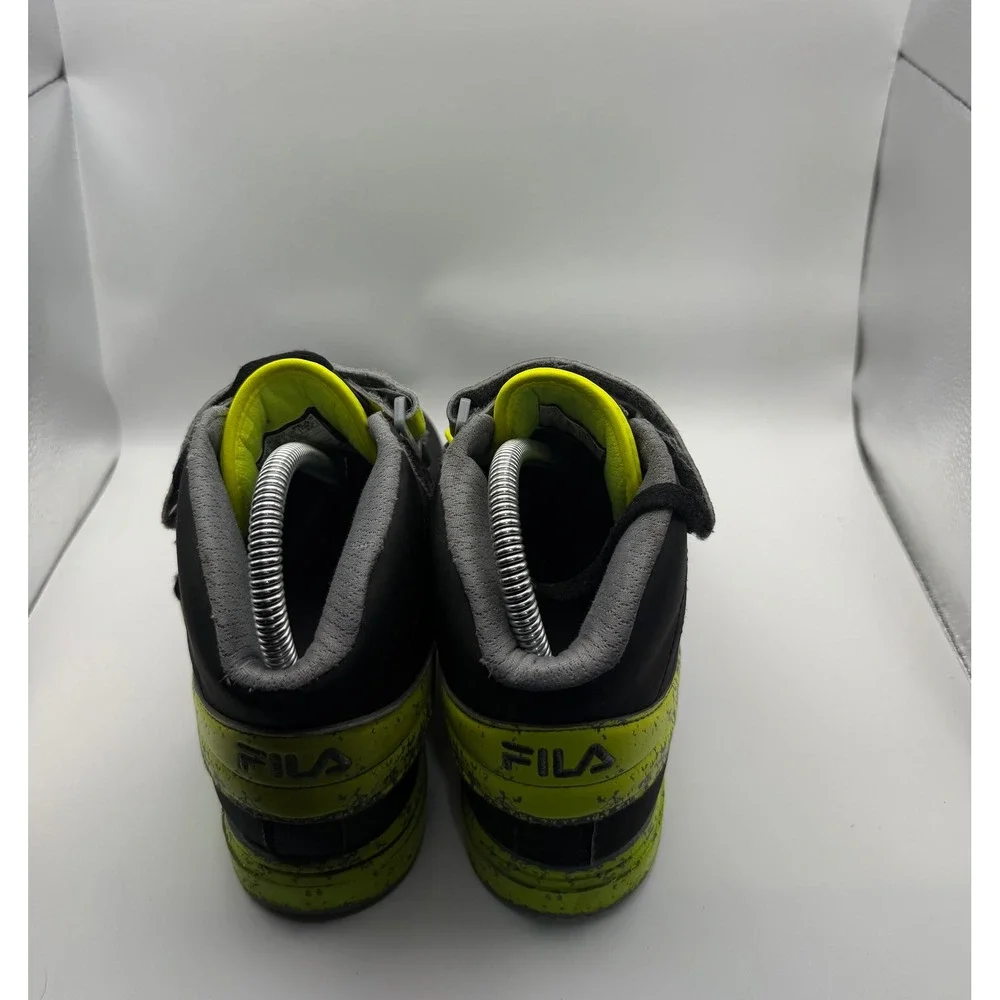 Fila Mid Top Sneaker Youth 5.5 Black Lime Green Good Paint Splatter 3FM01312-007